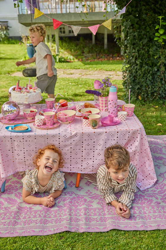 Outdoor-Teppich Rice by Rice Recycled Pink Flower Groß