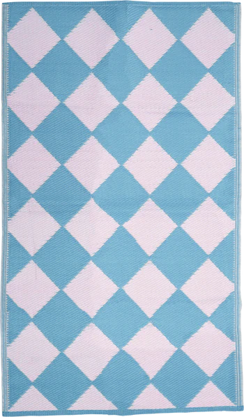 Outdoor-Läufer Rice by Rice Blau Harlekin – Wasserabweisend