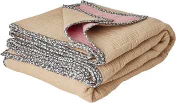 Wohndecke Baumwolle Rice by Rice Beige Rosa Crinkle-Optik