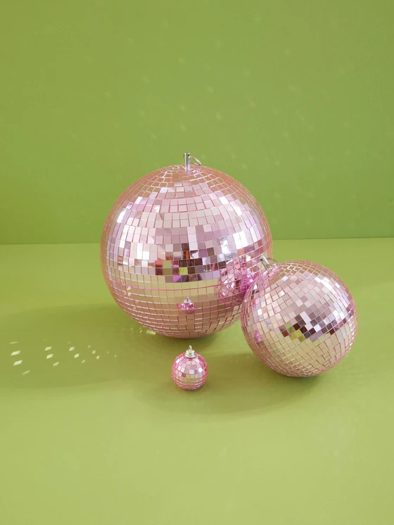 Dekorativer Spiegel-Disco-Ball Rice by Rice Soft Pink Klein