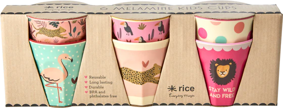 Kindertassen-Set Melamin 6er Pack 160ml Rice by Rice Jungle