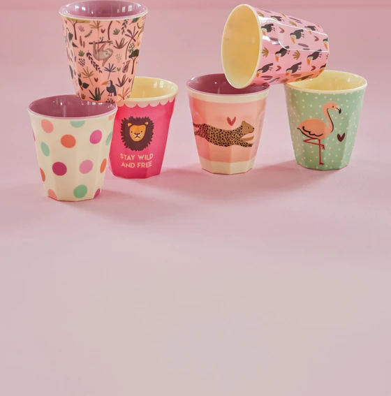 Kindertassen-Set Melamin 6er Pack 160ml Rice by Rice Jungle