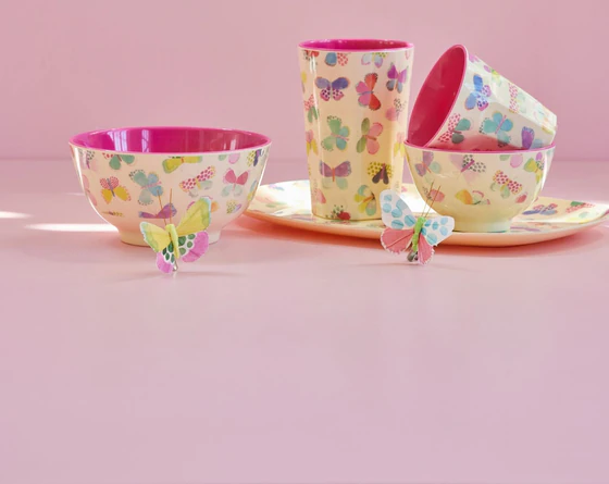 Trinkbecher Melamin 400ml Schmetterlings-Print Rice by Rice