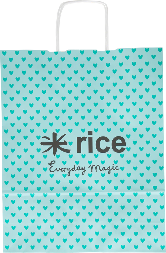 Geschenktüte Mint Herz-Print Large – Rice by Rice Papier