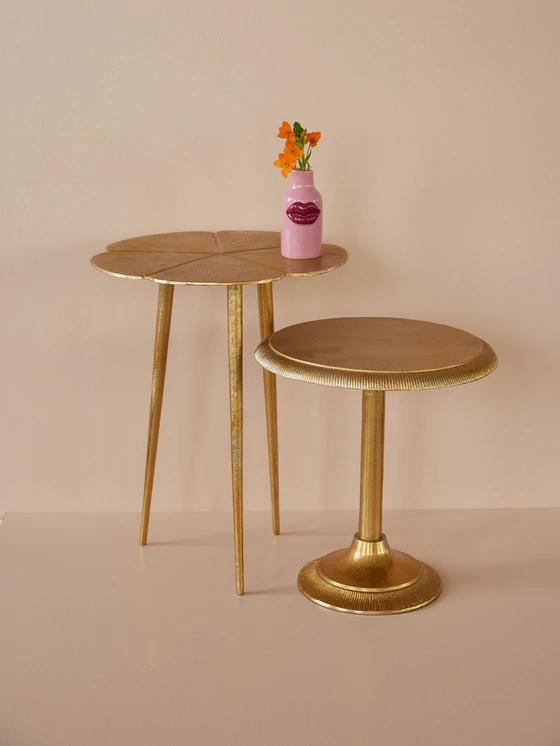 Runder Beistelltisch Gold Rice by Rice Aluminium leicht