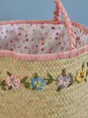 Handgefertigte Basttasche Rice by Rice Raffia Bag Natur Blumen