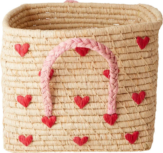 Aufbewahrungskorb Raffia Herzen Rice by Rice – Handgefertigt