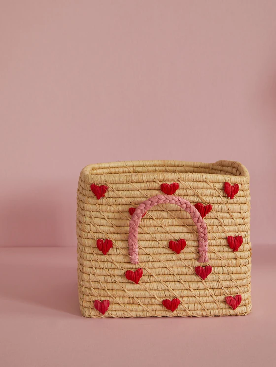 Aufbewahrungskorb Raffia Herzen Rice by Rice – Handgefertigt