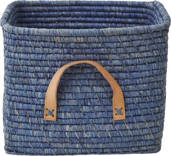 Aufbewahrungskorb Raffia Blau Rice by Rice – Handgefertigt Unikat