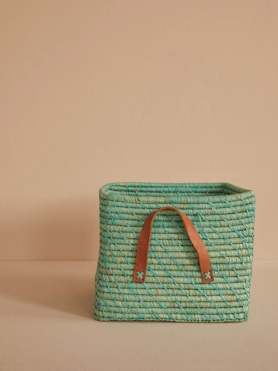Aufbewahrungskorb Raffia Mint Rice by Rice – Handgefertigt & Unikat