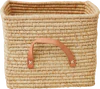 Aufbewahrungskorb Raffia Leder Rice by Rice – Natur Unikat - Raffia Square Basket with Leather Handles - Natural