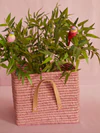 Aufbewahrungskorb Rice by Rice Soft Pink Ledergriffe Raffia
