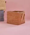 Aufbewahrungskorb Raffia Ledergriffe Rice by Rice Tea Unikat
