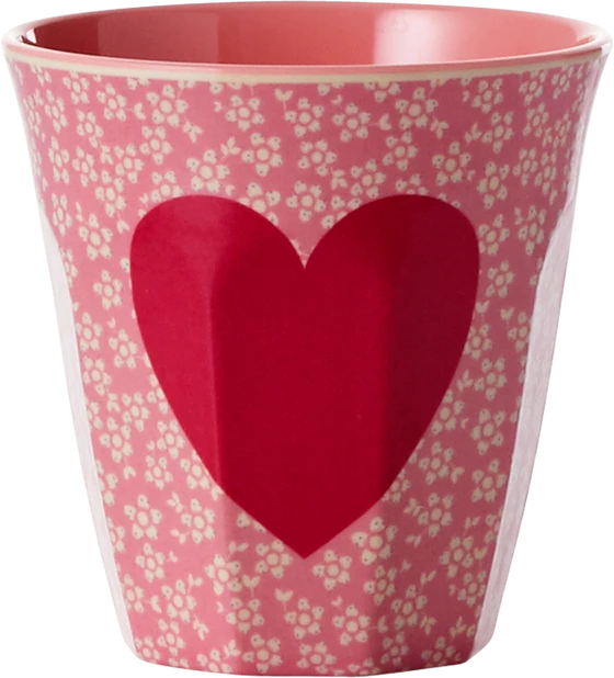 Melamin-Trinkbecher Herz-Print 250 ml Rice by Rice BPA-frei