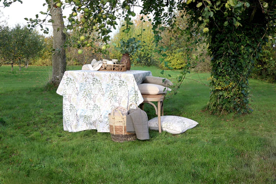 Tischdecke Chic Antique Aix Blattmuster Creme 100% Baumwolle