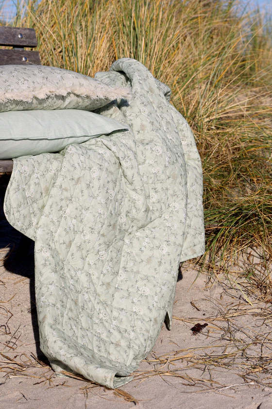 Kissenbezug Chic Antique Aix Fransen Blumen 100% Baumwolle