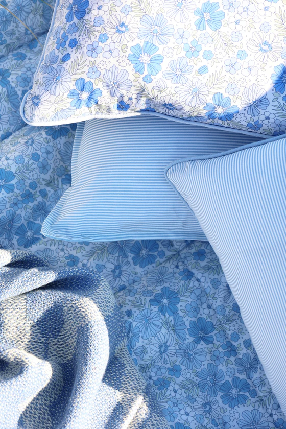 Tagesdecke Chic Antique Aix Quilt Blumen sky blue Baumwolle