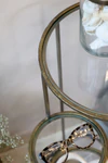 Servierwagen Chic Antique Tisch Glasplatten Eisen antik-messing