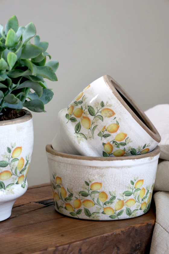 Übertopf Zimmerpflanzen Chic Antique Limone Blossom Keramik