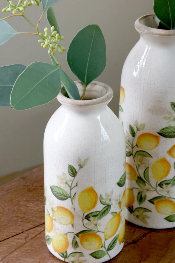Dekorative Keramikflasche Chic Antique Limone Blossom Creme