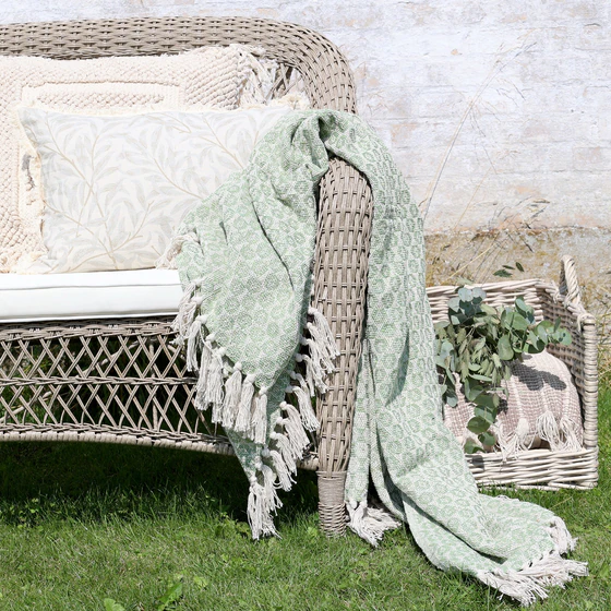 Wohndecke Chic Antique Aix Plaid Grün – Nachhaltig & Weich