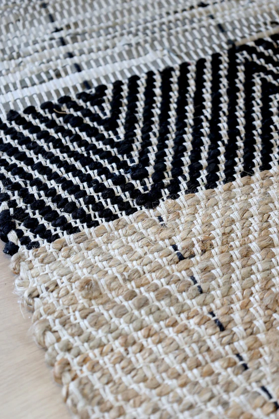 Handgewebter Teppich Chic Antique – Streifen Kohle Naturtöne