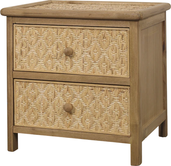 Beistelltisch Chic Antique Rattan Natur 2 Schubladen Vintage
