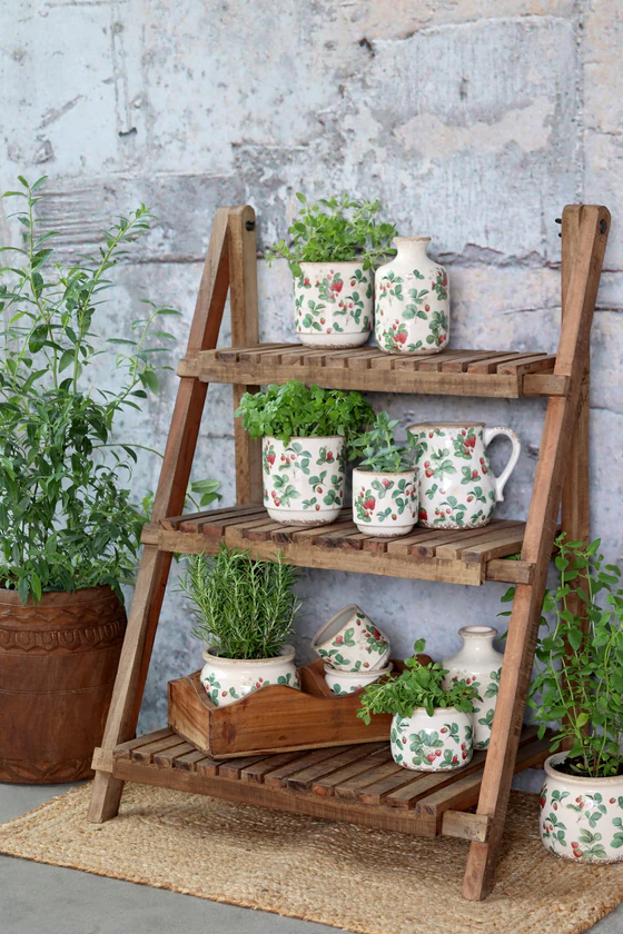 Keramik-Übertopf Chic Antique Fraises Creme – Erdbeer-Design