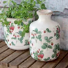 Dekorative Keramikflasche Chic Antique Fraises Creme Glasiert