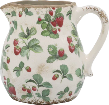 Keramik-Kanne Chic Antique Fraises Erdbeer-Dekor Creme 1,5L