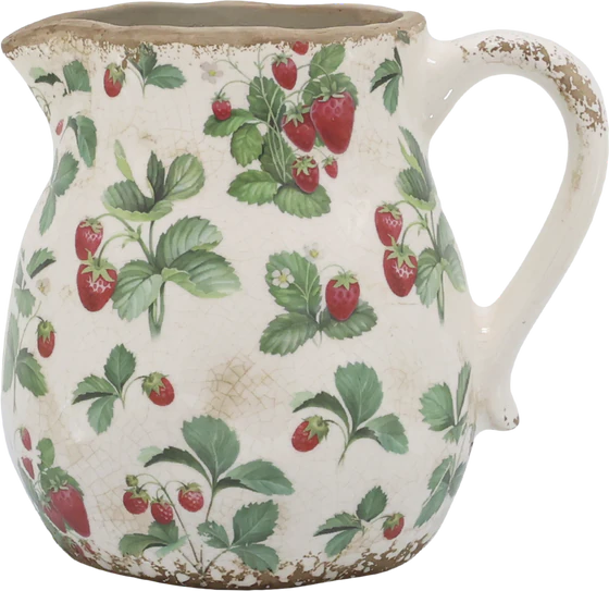 Keramik-Kanne Chic Antique Fraises Erdbeer-Dekor Creme 1,5L