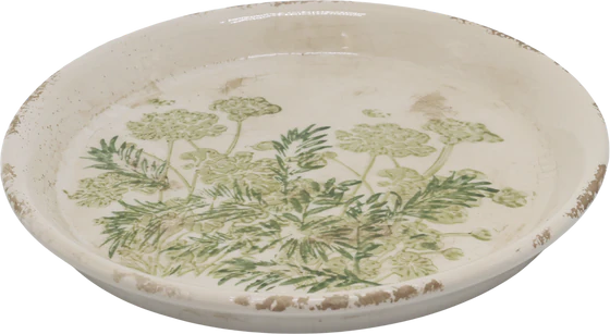 Rundes Serviertablett Chic Antique Laval Grün Keramik Unikat