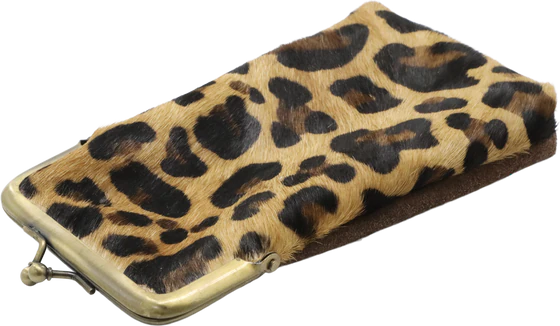 Reißverschluss-Etui Chic Antique Leder Leopard Unikat