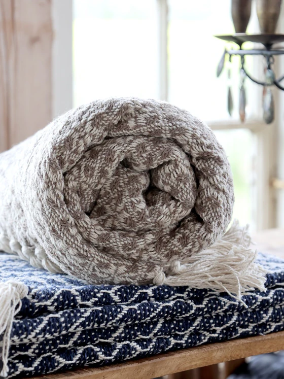 Wohndecke Chic Antique Aix Plaid Latte Creme Baumwolle Recycelt
