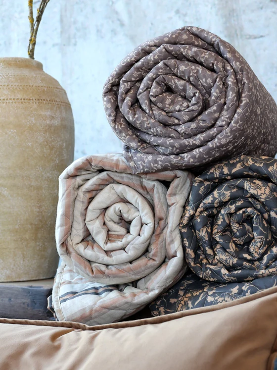 Tagesdecke Chic Antique Aix Quilt Streifen Cognac Baumwolle