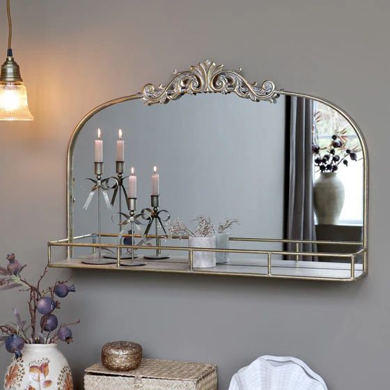 Wandspiegel mit Ablage Chic Antique – Vintage-Look, Antik Messing
