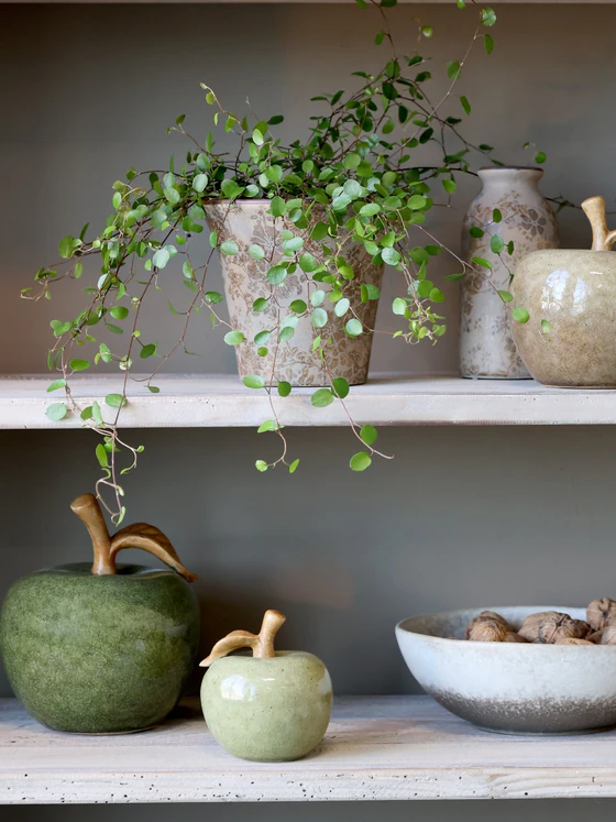 Dekorationsobjekt Apfelform Chic Antique Grün Steingut Unikat