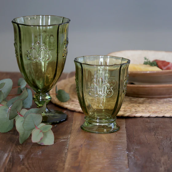 Weinglas Saint-Émilion Chic Antique Olivgrün Reliefmuster