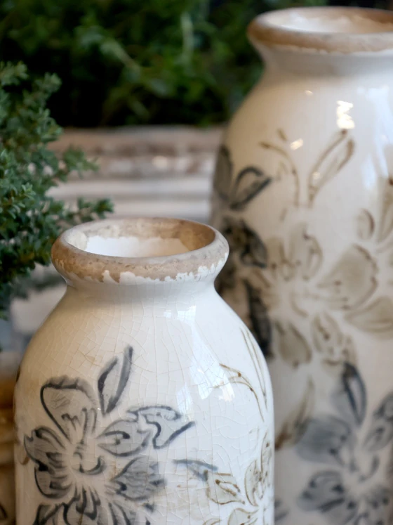 Dekorative Keramikflasche Chic Antique Croix Creme Vintage-Look