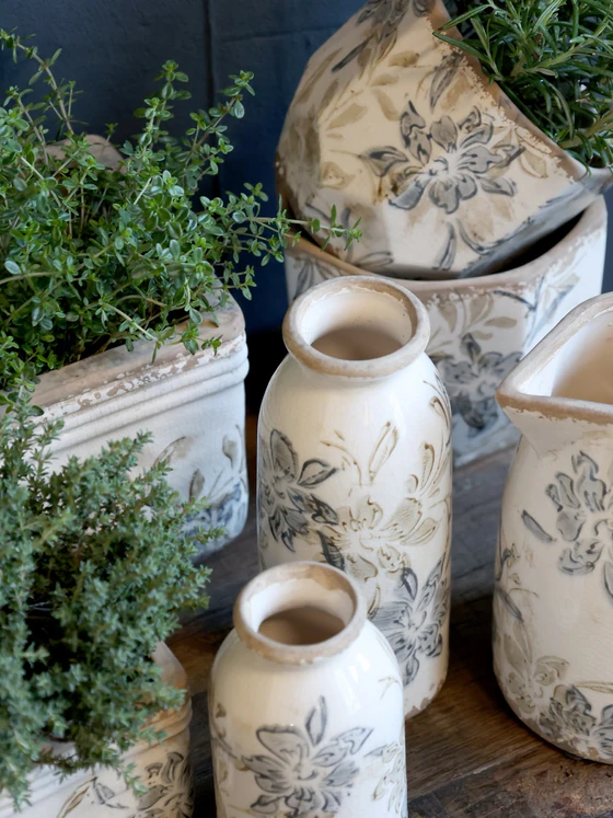Übertopf Chic Antique Croix Keramik Creme – Handgefertigt
