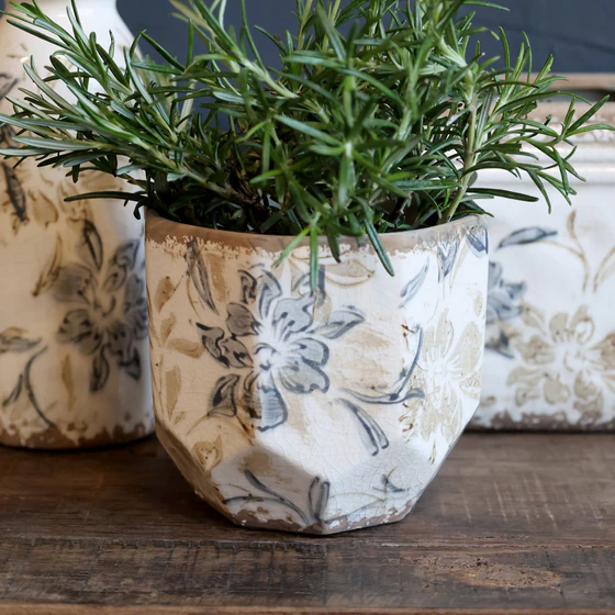 Übertopf Chic Antique Croix Keramik Creme – Handgefertigt