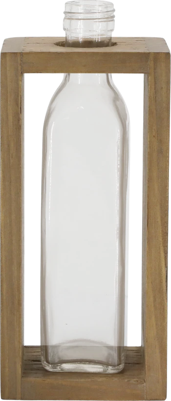 Dekorative Glasflasche Chic Antique – Holzhalter Natur Rustikal