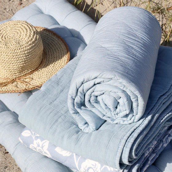 Tagesdecke Chic Antique Aix Quilt Streifen Sky Blue Baumwolle