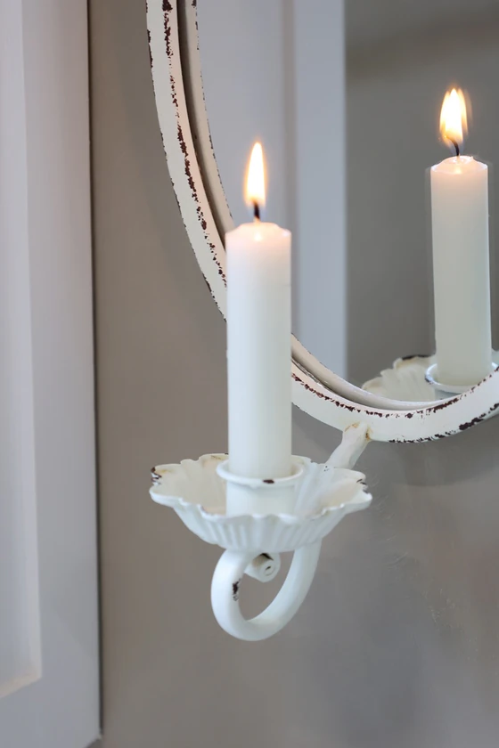 Wandspiegel mit Kerzenhalter Chic Antique Creme Vintage-Look