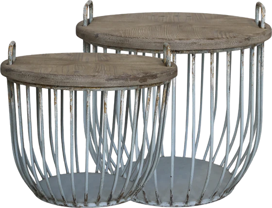 Beistelltisch-Set Chic Antique Sofatisch Holzdeckel 2er-Set