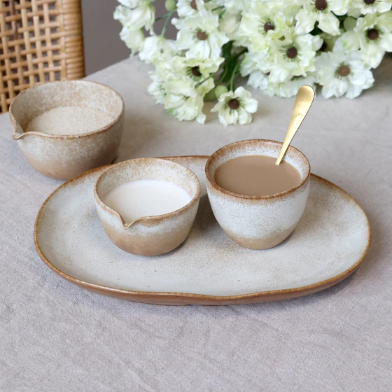 Schüssel-Set mit Ausgießer Chic Antique Valence Porzellan Latte