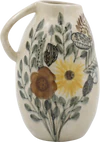 Dekorative Steingut-Kanne Chic Antique Blumenmotiv Creme Unikat