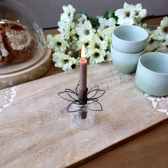 Dekorativer Kerzenhalter Chic Antique Blumen Eisen Vintage