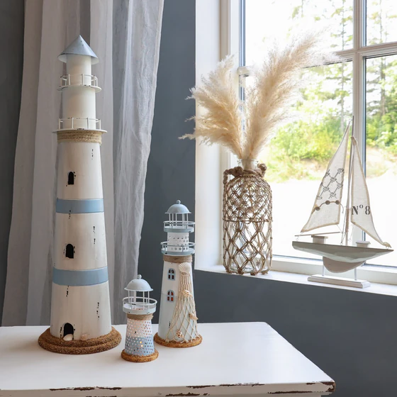 Dekorativer LED-Leuchtturm Chic Antique Ocean Eisen 15 cm