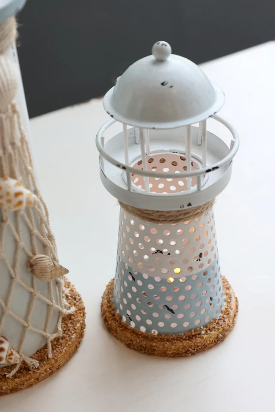 Dekorativer LED-Leuchtturm Chic Antique Ocean Eisen 15 cm